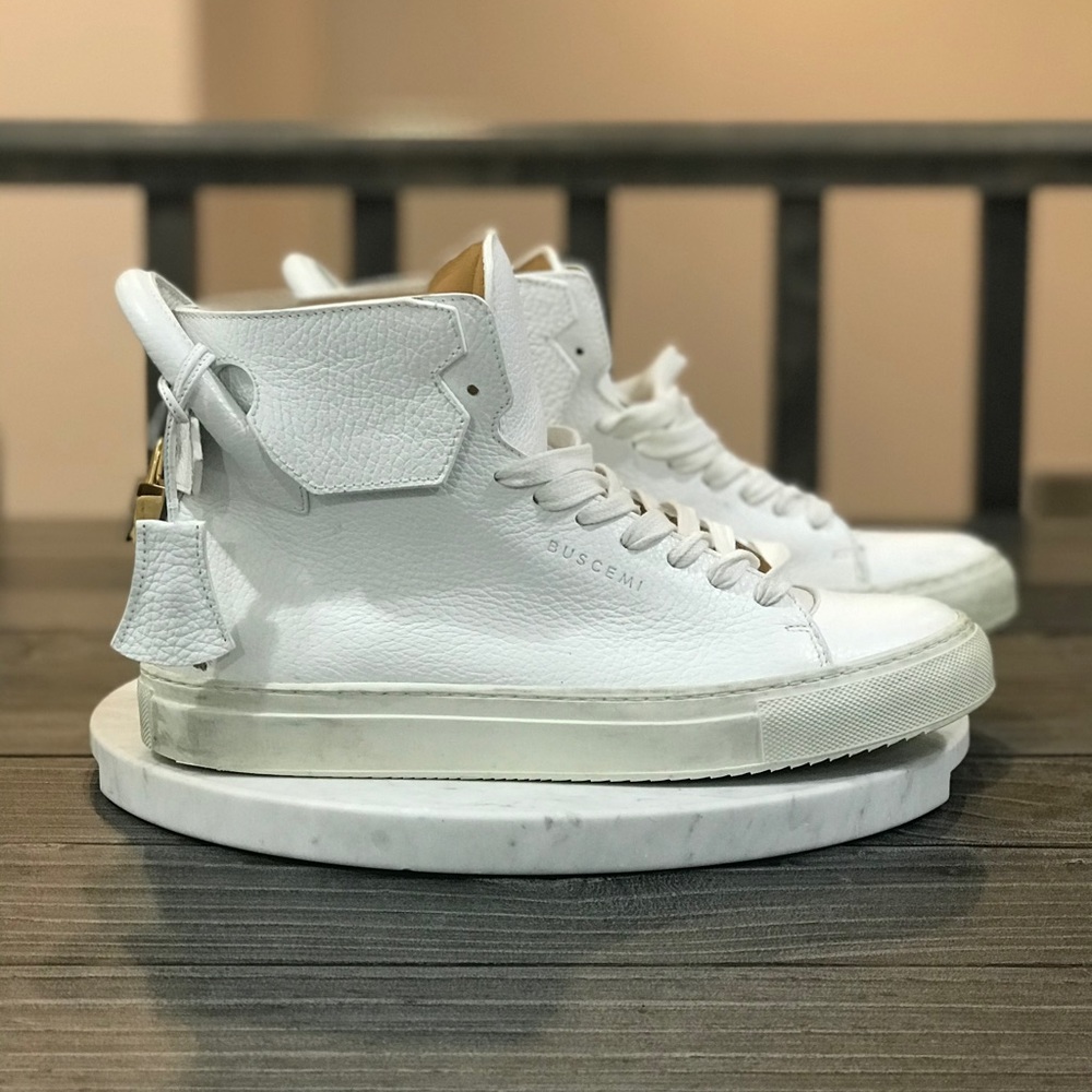 Men’s BUSCEMI 125MM High Top Luxury Sneakers White - Picture 3 of 8